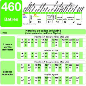 Horario de ida Línea 460 Autobuses Interurbanos