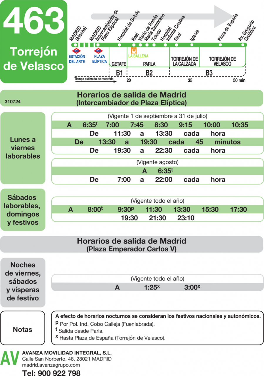 Horario de ida