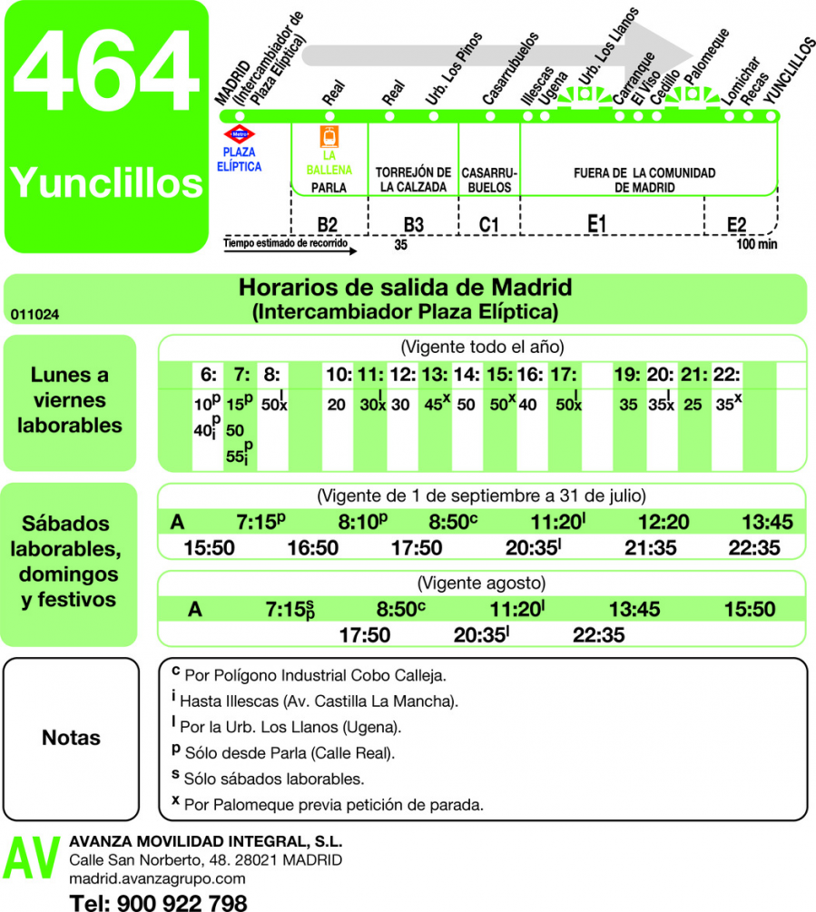 Horario de ida