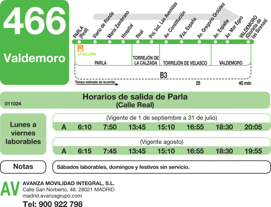 Horario de ida