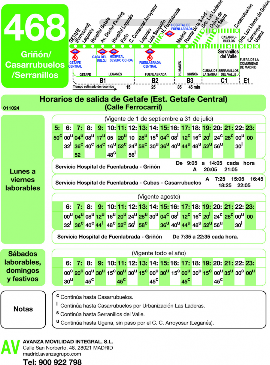 Horario de ida