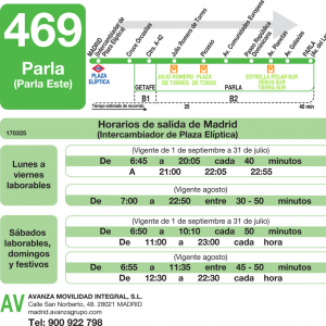 Horario de ida Línea 469 Autobuses Interurbanos