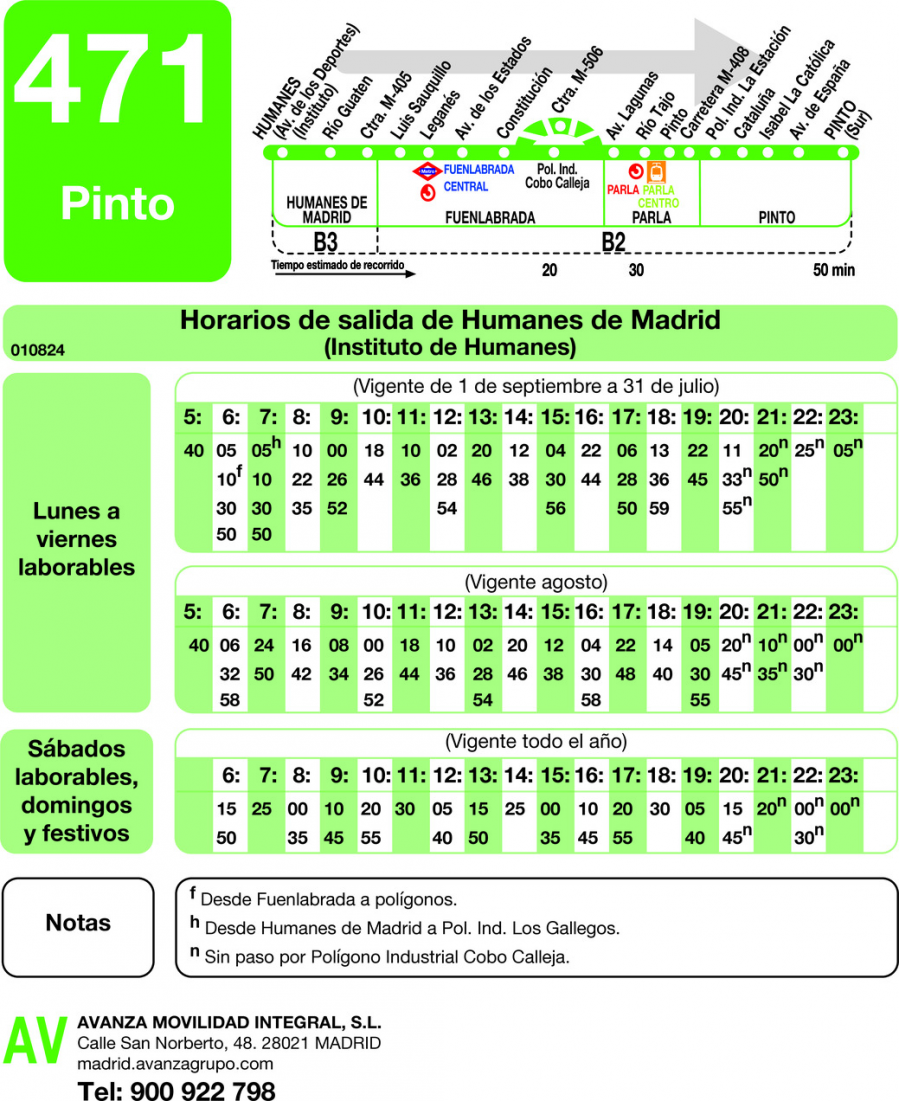 Horario de ida