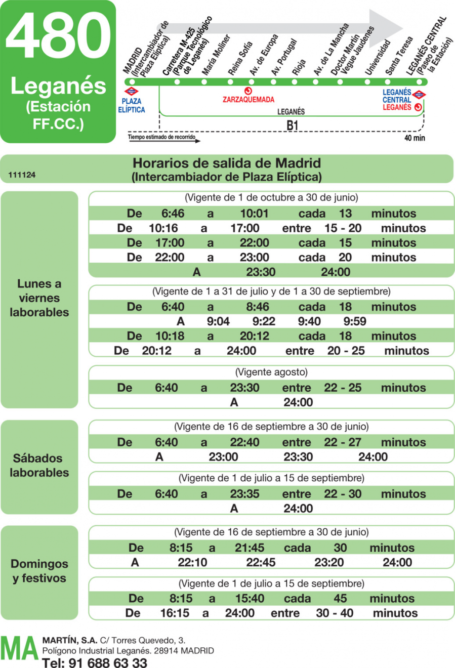 Horario de ida