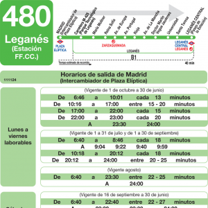 Horario de ida Línea 480 Autobuses Interurbanos