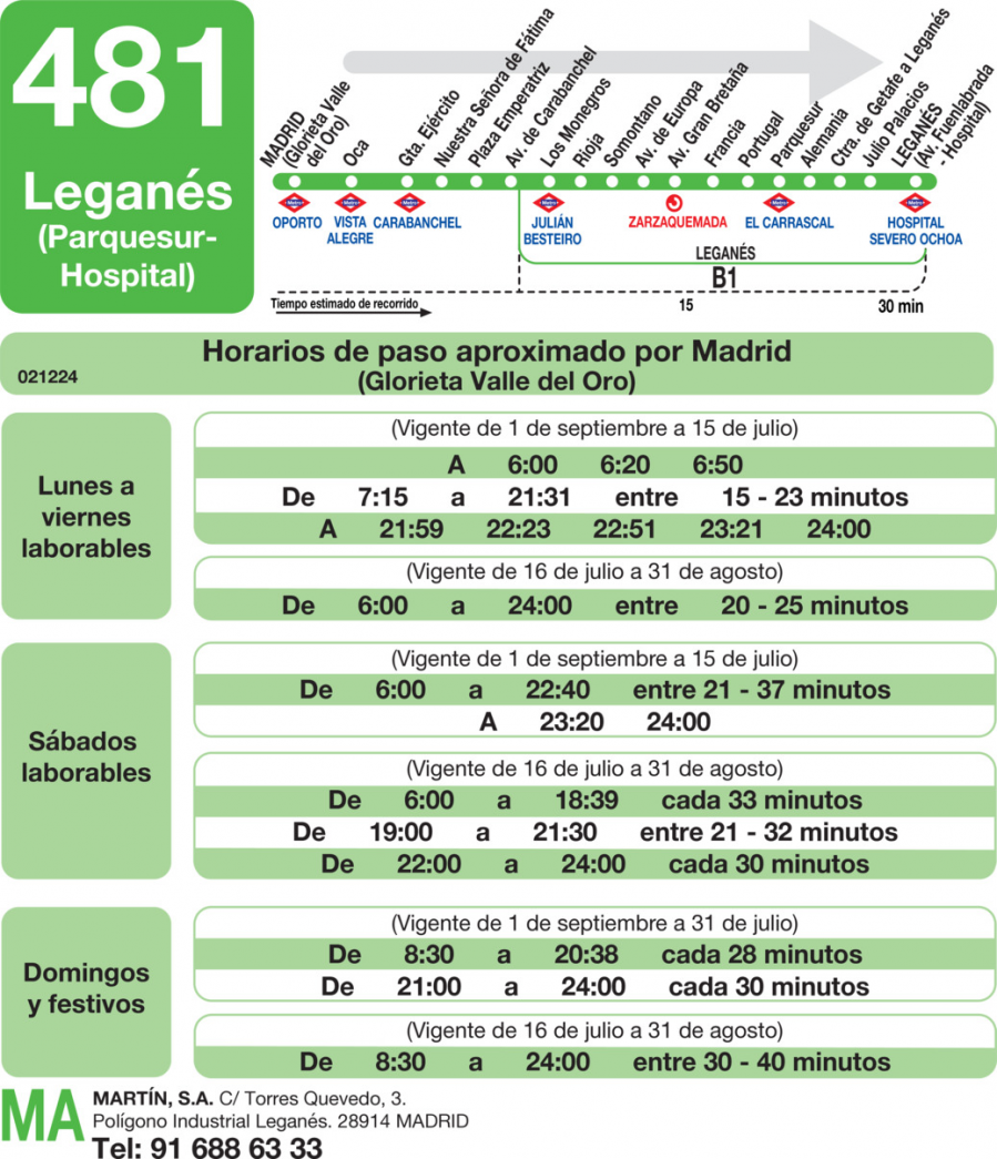 Horario de ida