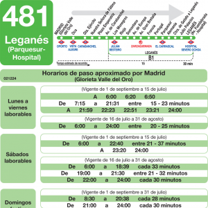 Horario de ida Línea 481 Autobuses Interurbanos