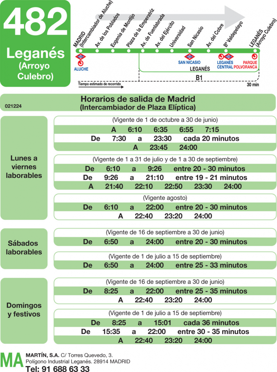 Horario de ida