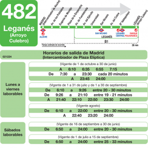 Horario de ida Línea 482 Autobuses Interurbanos