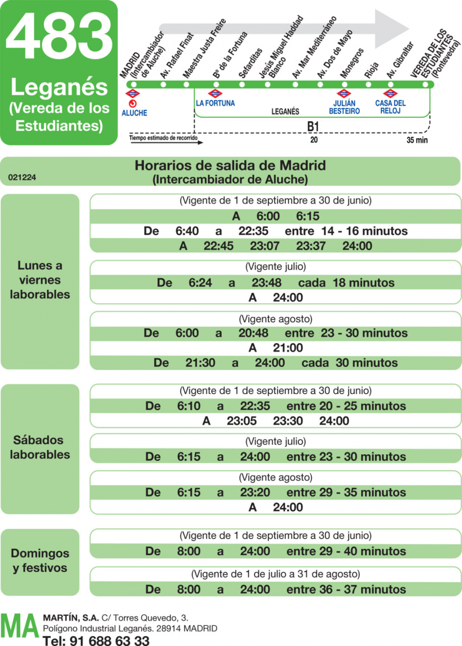 Horario de ida