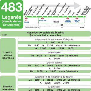 Horario de ida Línea 483 Autobuses Interurbanos