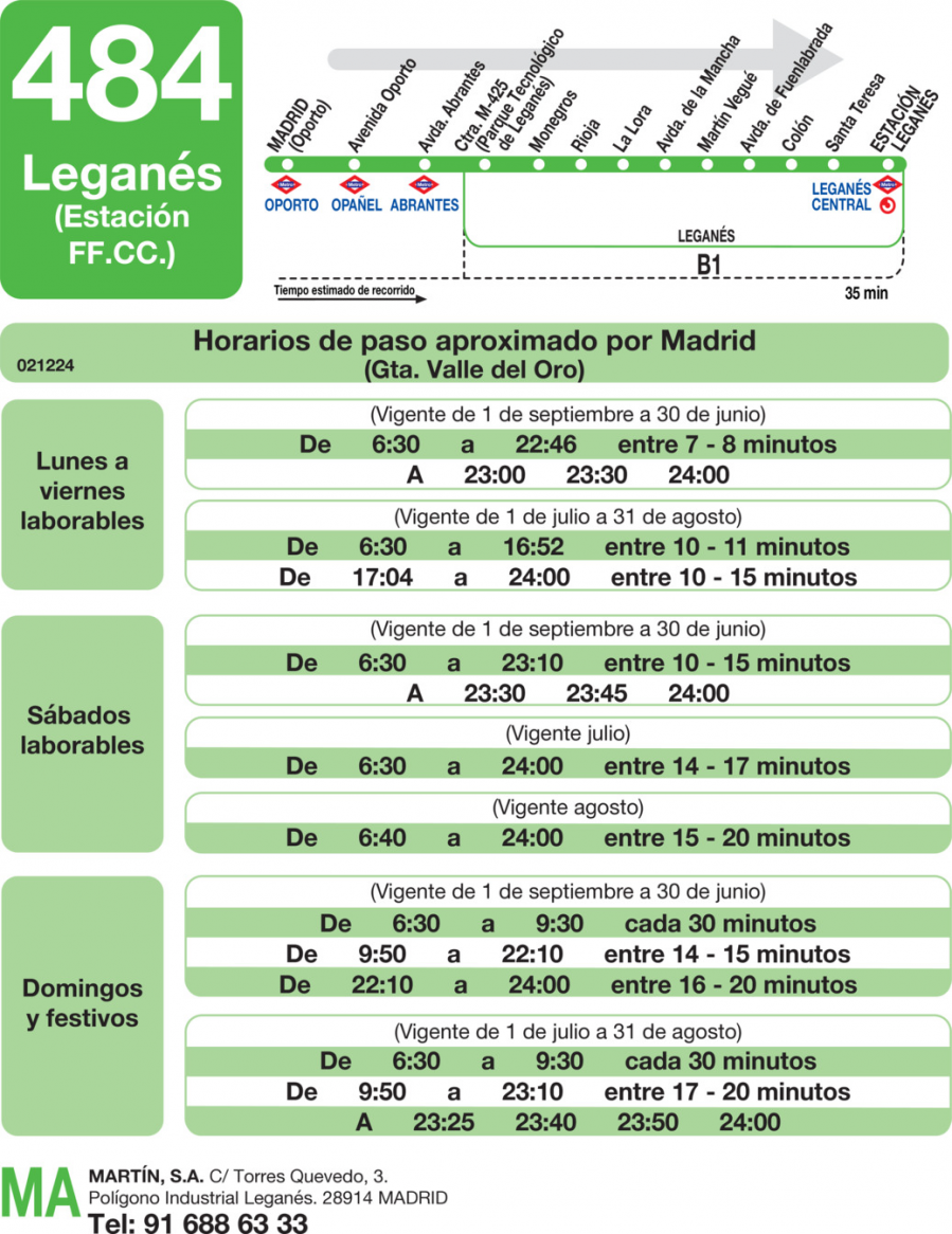 Horario de ida