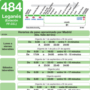 Horario de ida Línea 484 Autobuses Interurbanos