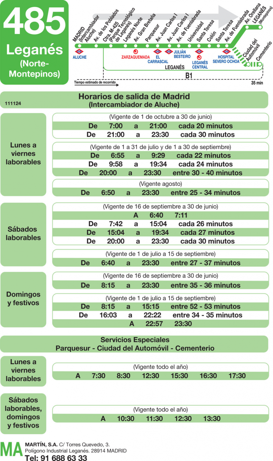 Horario de ida