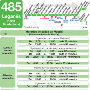 Horario de ida Línea 485 Autobuses Interurbanos