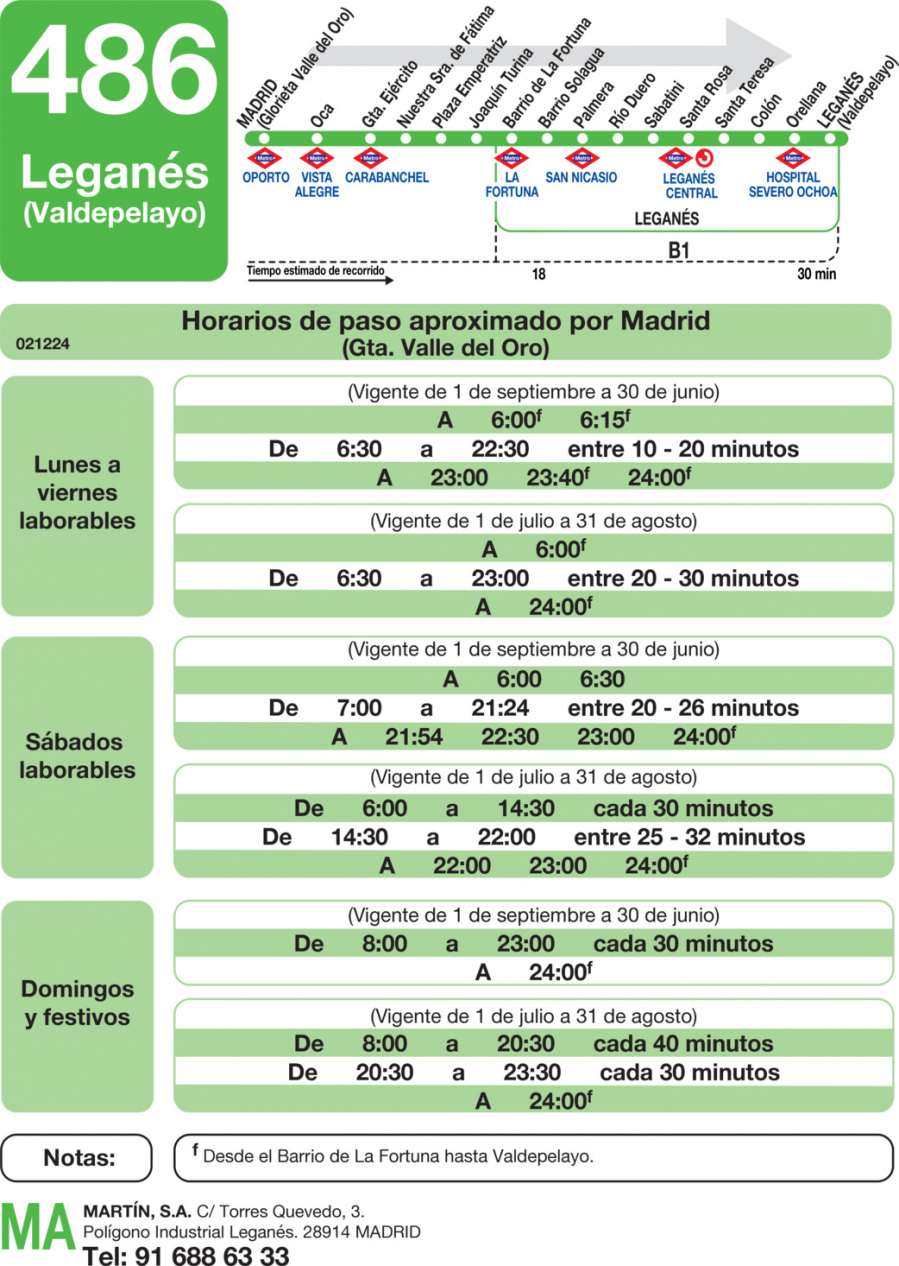 Horario de ida