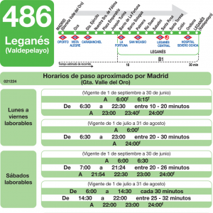 Horario de ida Línea 486 Autobuses Interurbanos