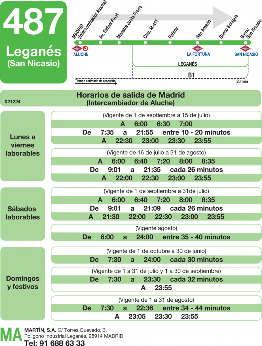 Horario de ida