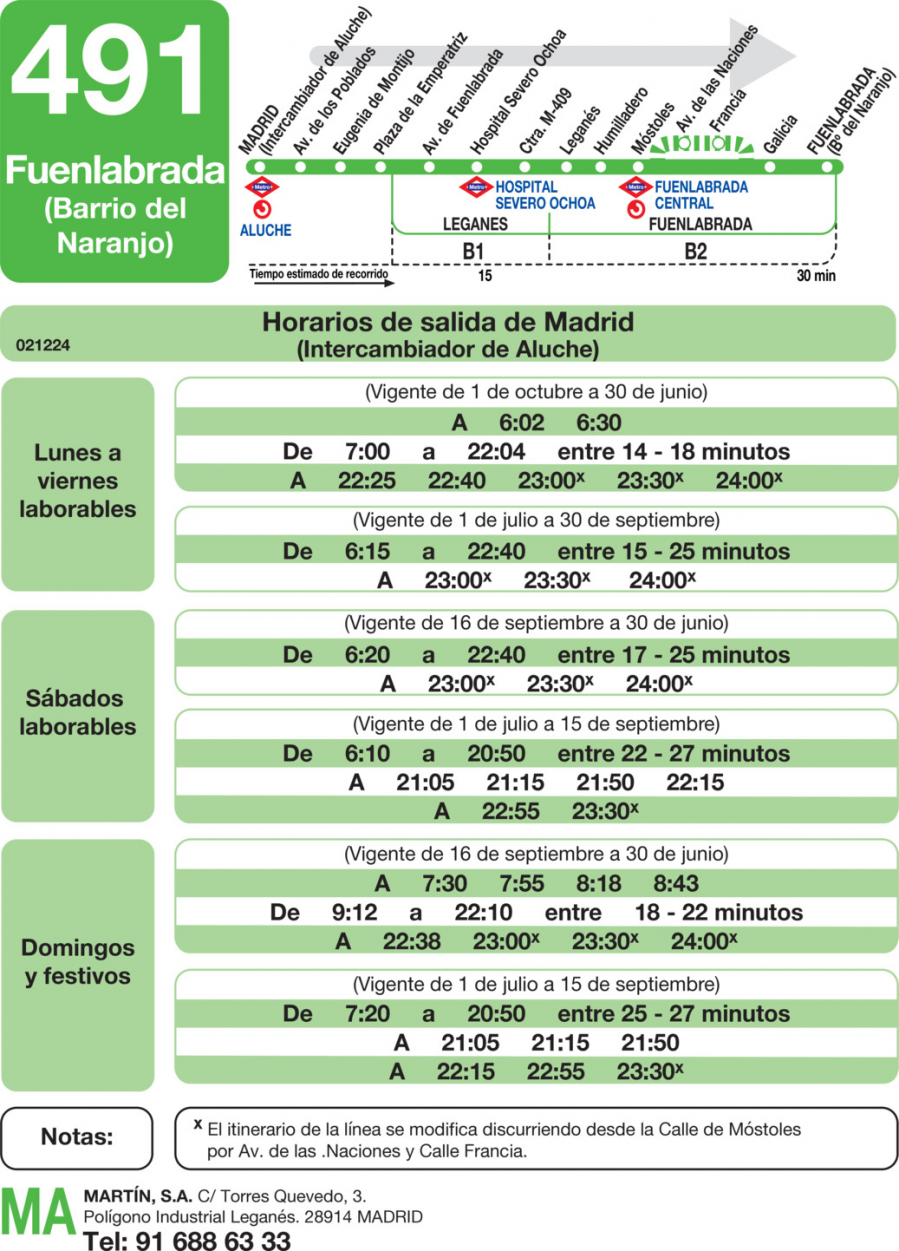 Horario de ida