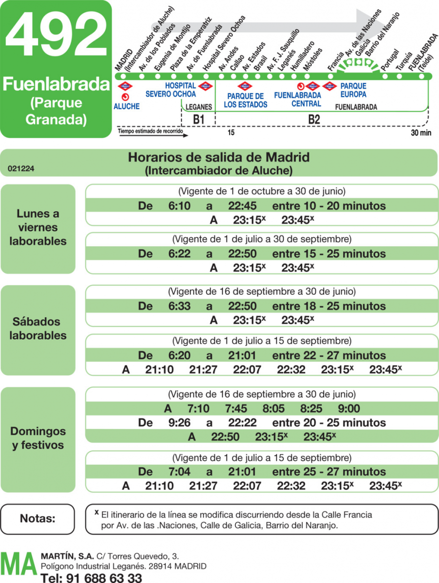 Horario de ida