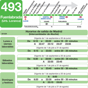 Horario de ida Línea 493 Autobuses Interurbanos