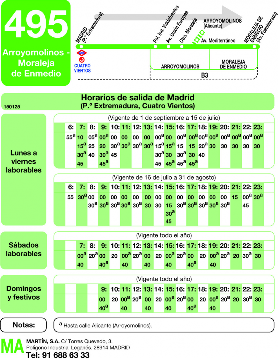 Horario de ida