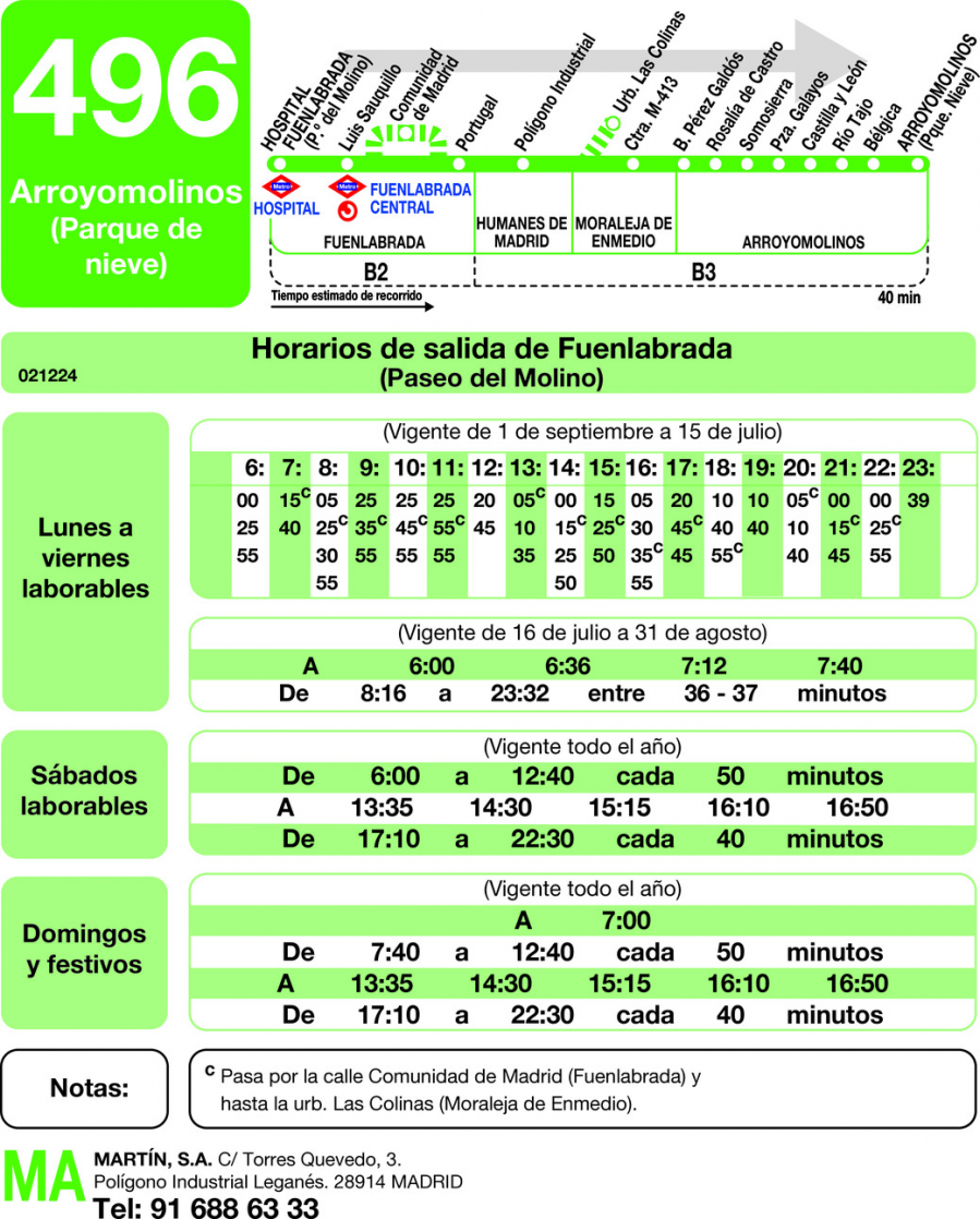 Horario de ida