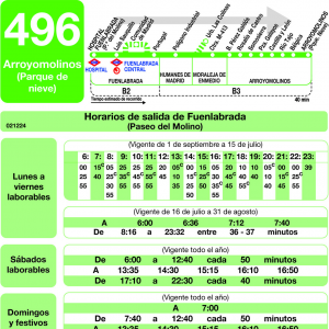 Horario de ida Línea 496 Autobuses Interurbanos