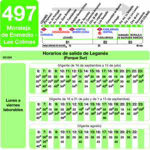 Horario de ida Línea 497 Autobuses Interurbanos