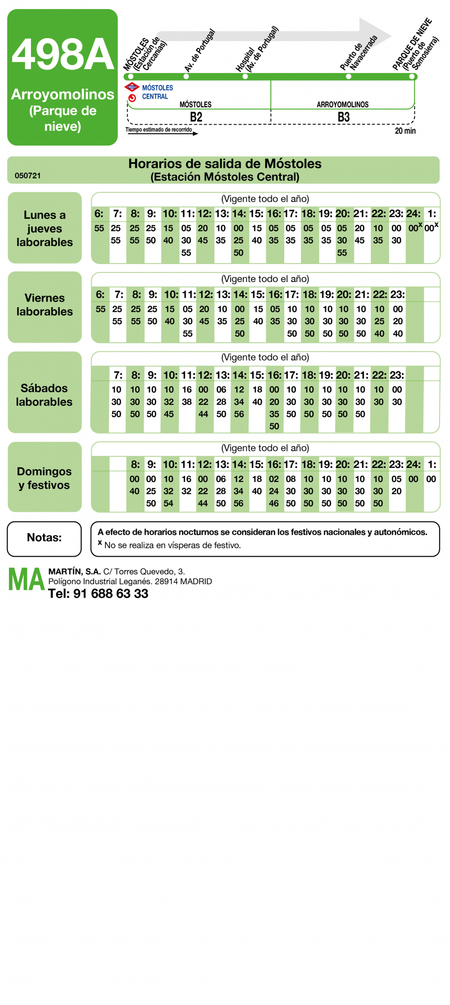 Horario de ida