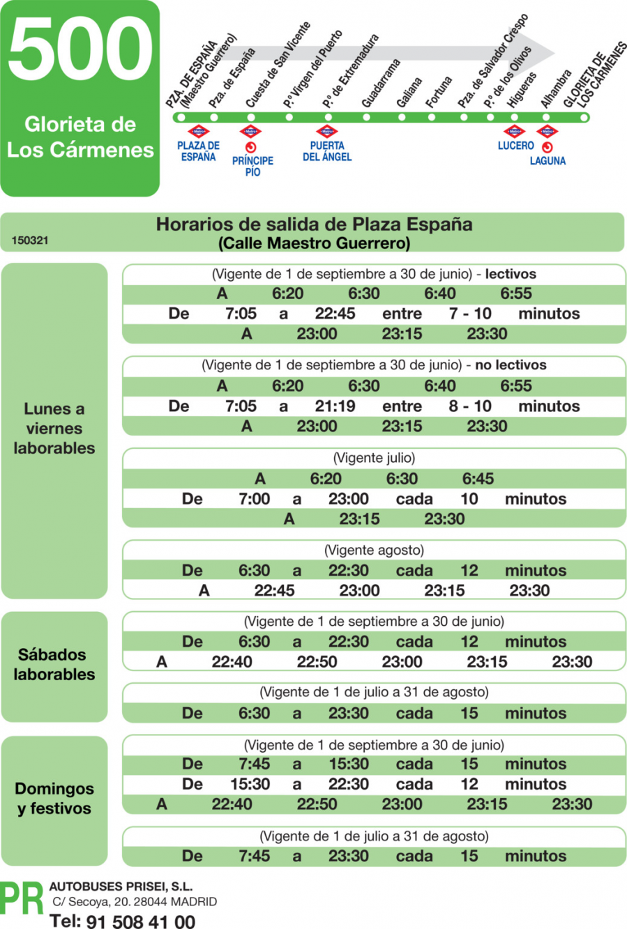 Horario de ida