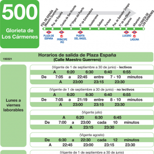 Horario de ida Línea 500 Autobuses Interurbanos
