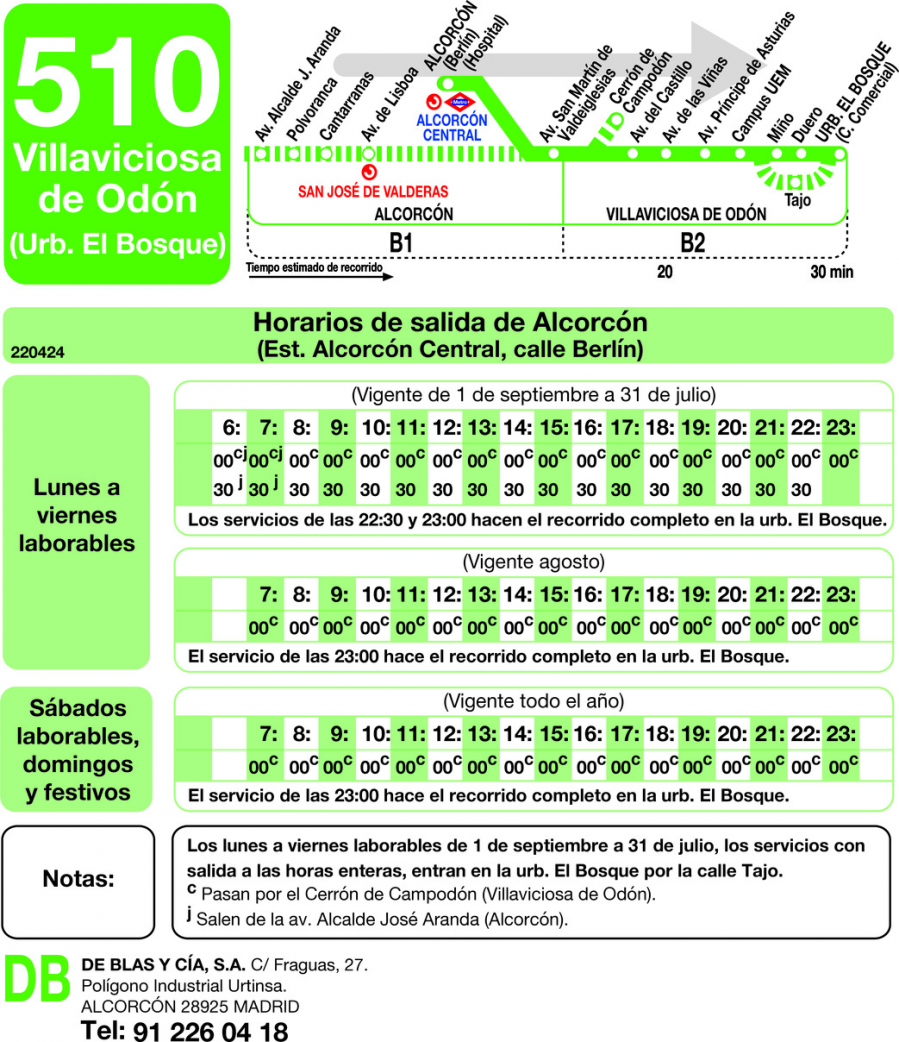 Horario de ida