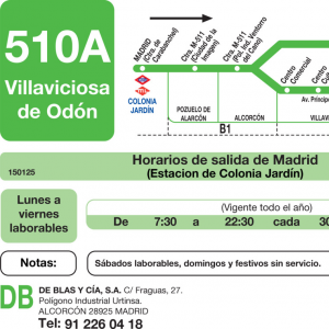 Horario de ida Línea 510-A Autobuses Interurbanos