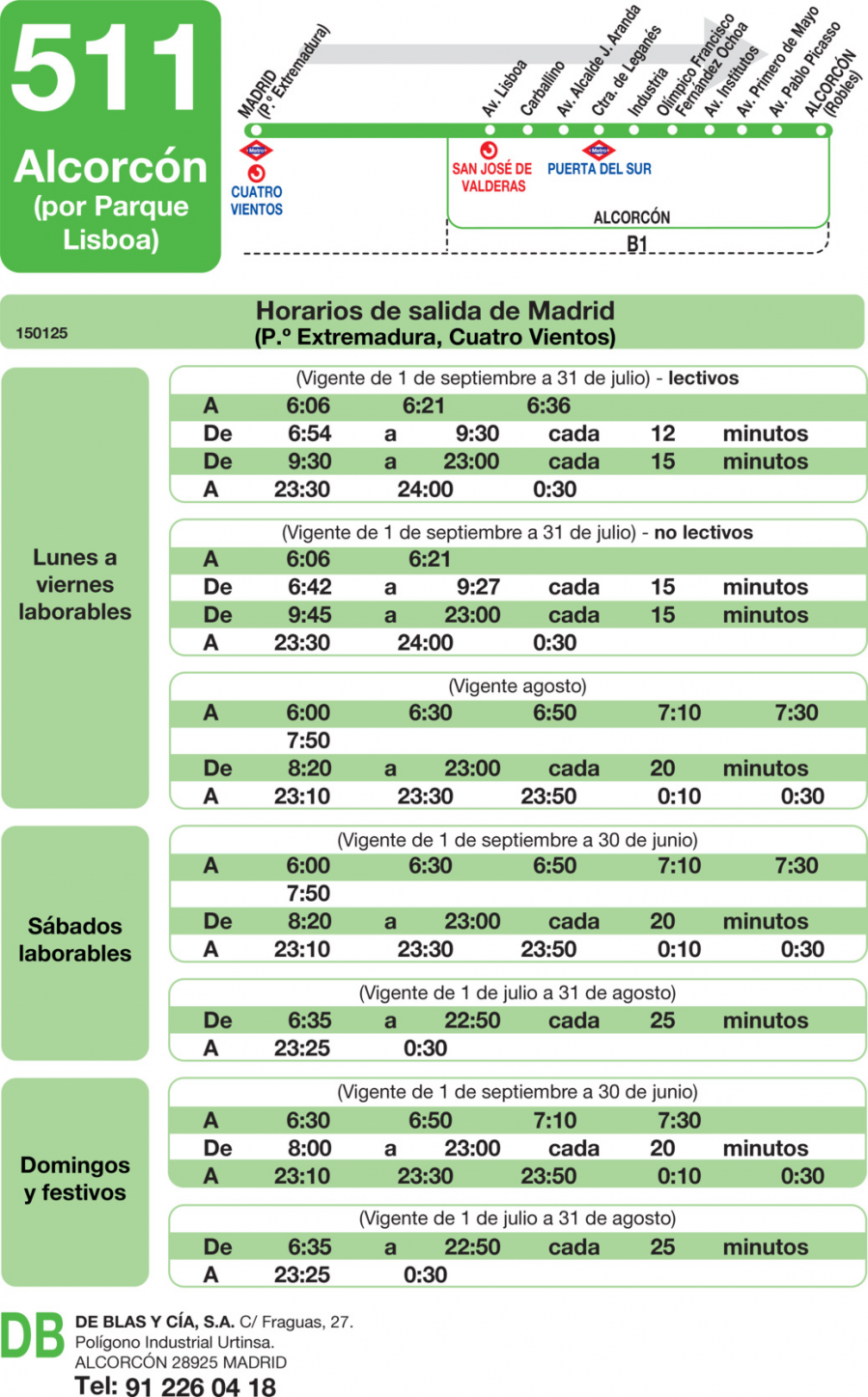 Horario de ida