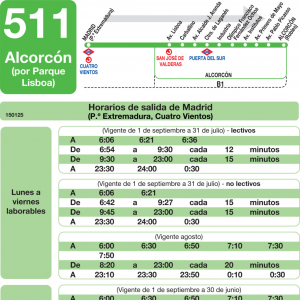 Horario de ida Línea 511 Autobuses Interurbanos