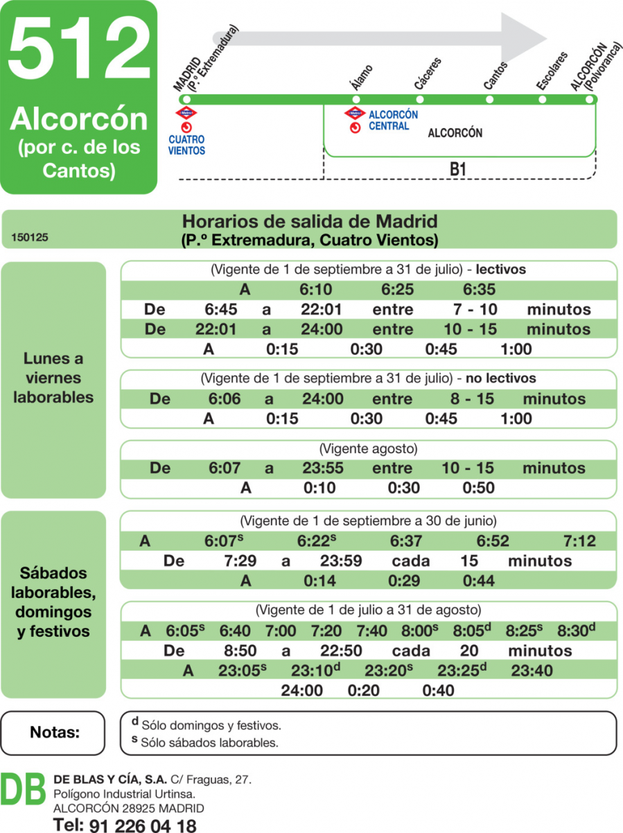 Horario de ida