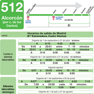 Horario de ida Línea 512 Autobuses Interurbanos