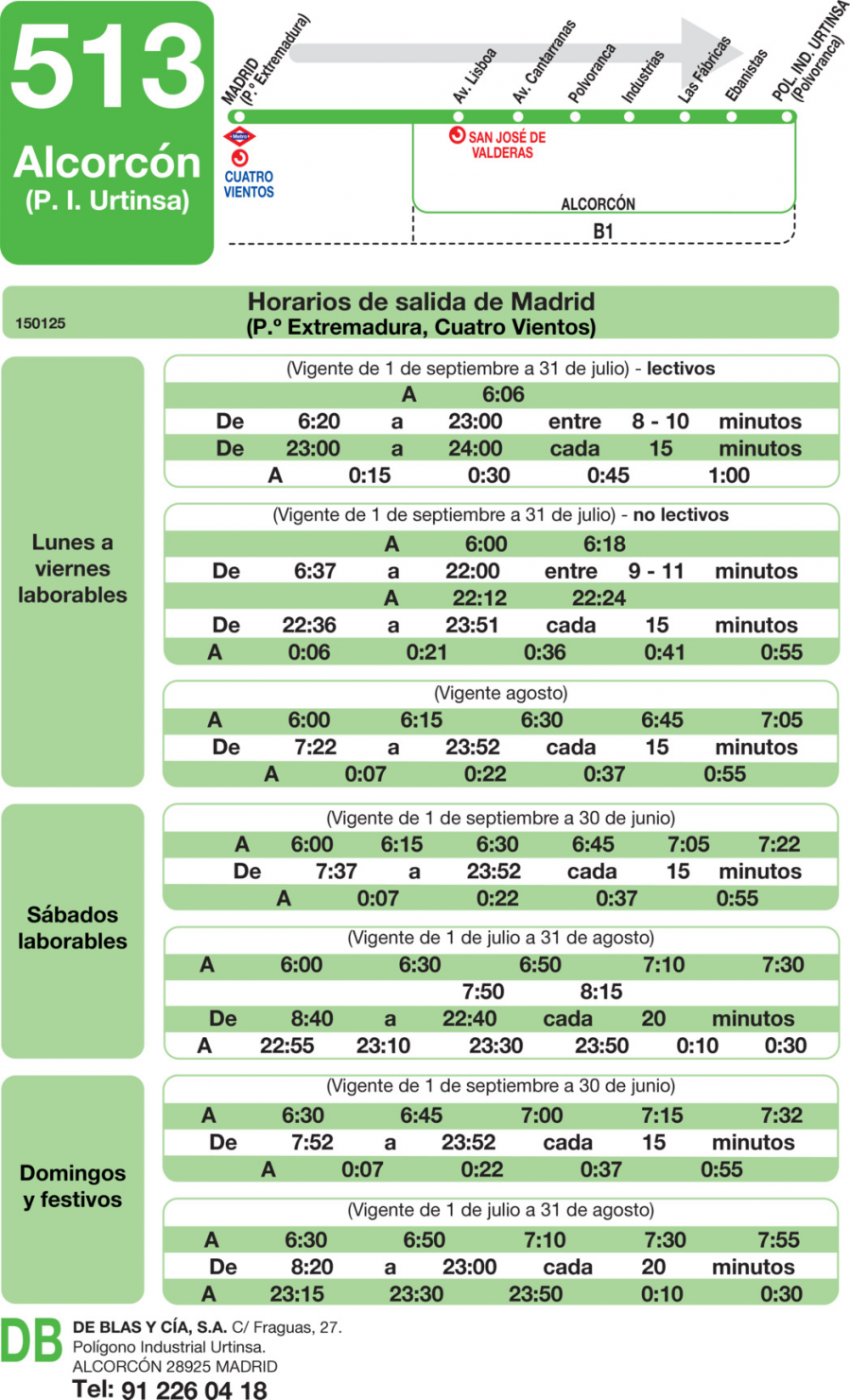 Horario de ida