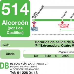 Horario de ida Línea 514 Autobuses Interurbanos