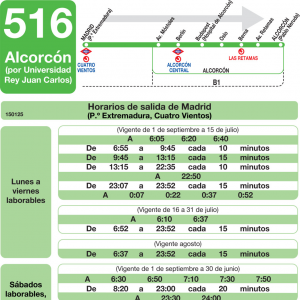 Horario de ida Línea 516 Autobuses Interurbanos