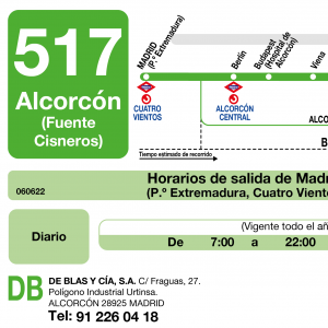 Horario de ida Línea 517 Autobuses Interurbanos