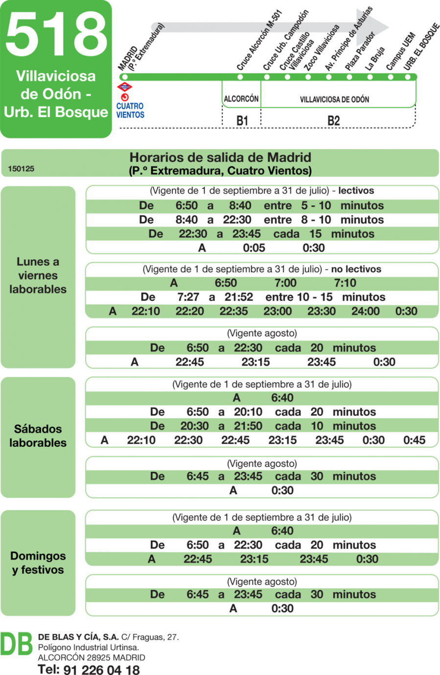 Horario de ida