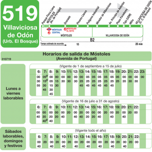 Horario de ida Línea 519 Autobuses Interurbanos