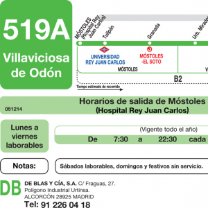 Horario de ida Línea 519-A Autobuses Interurbanos