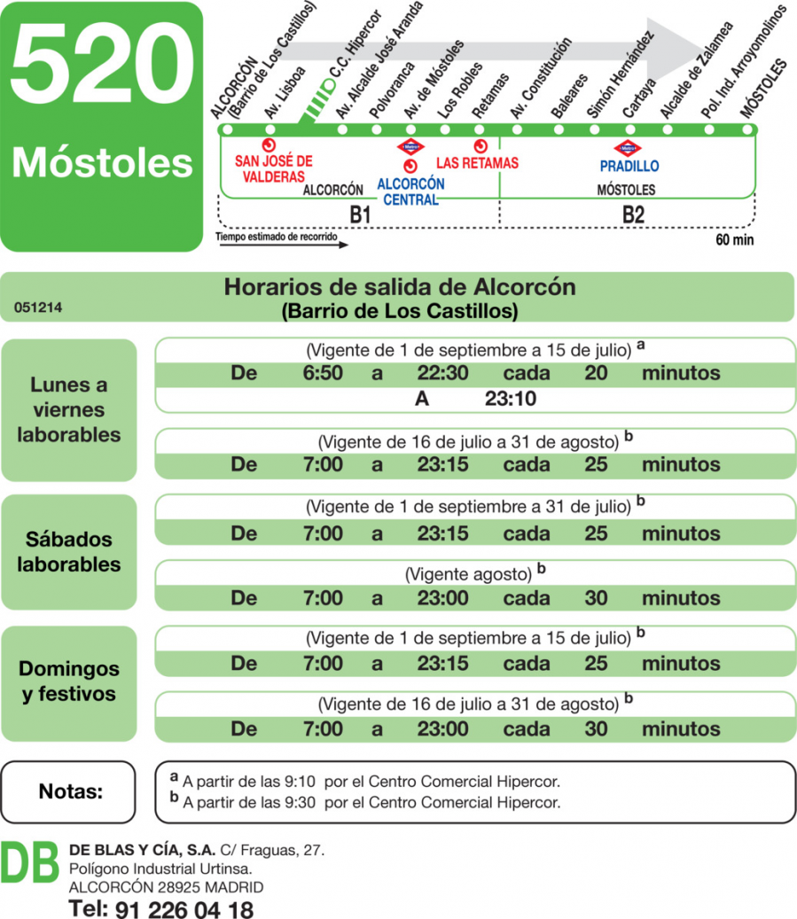 Horario de ida