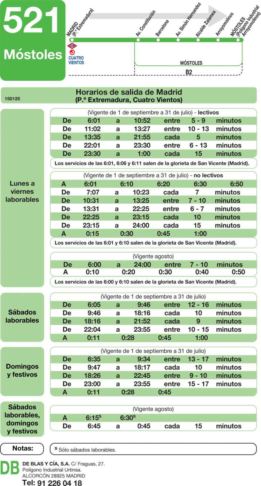 Horario de ida