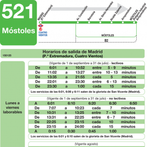 Horario de ida Línea 521 Autobuses Interurbanos