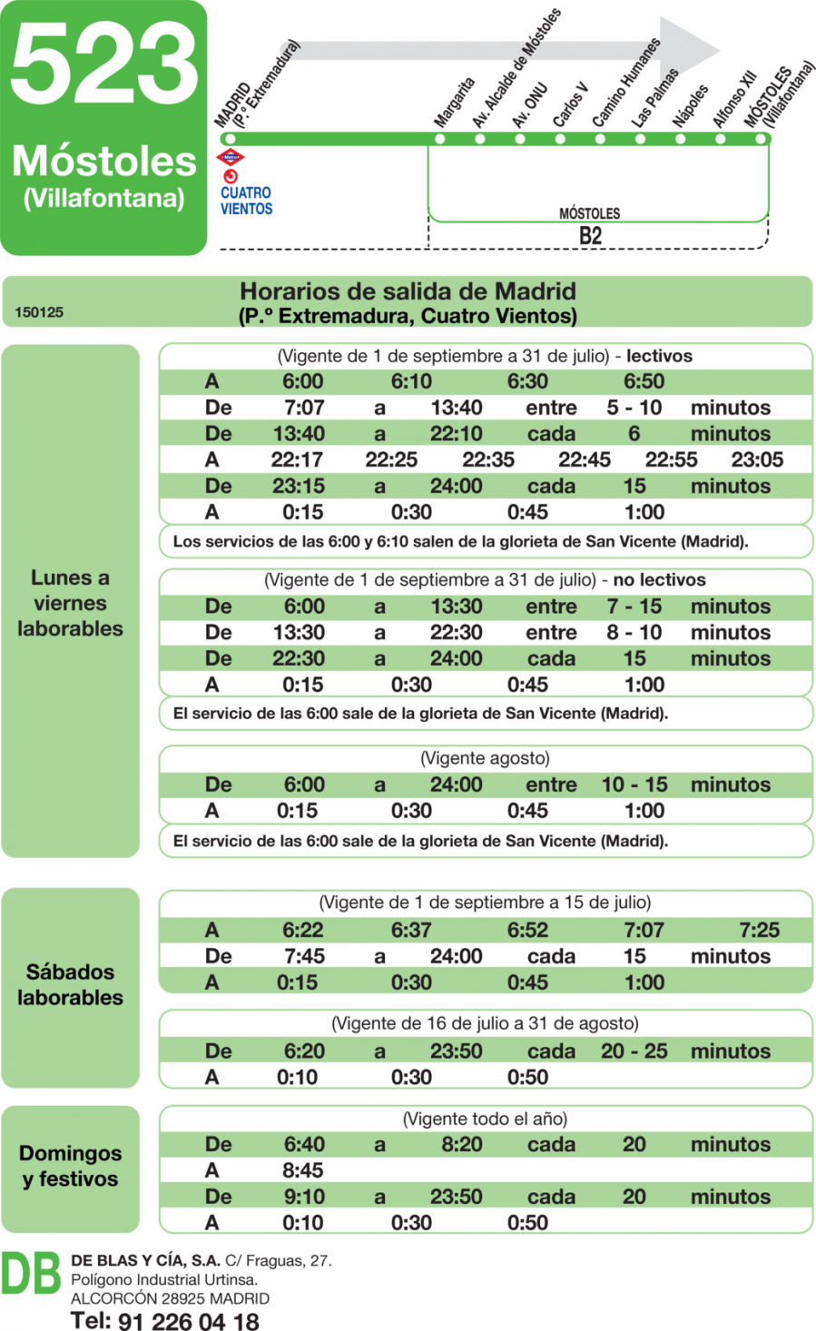 Horario de ida