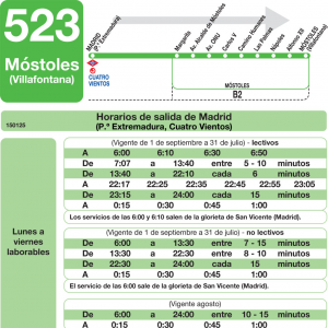 Horario de ida Línea 523 Autobuses Interurbanos
